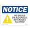 Signmission OSHA, No Drugs No Alcoholic Beverages Allowed, 14in X 10in Rigid Plastic, 10" W, 14" L, Landscape OS-NS-P-1014-L-16075 - alternate 1